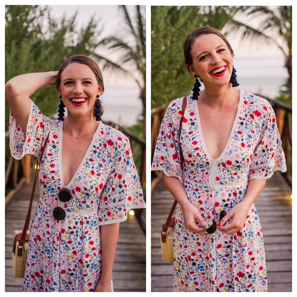 Kos Resort V-Neck Floral Maxi Dress Cottagecore Prairiecore Romantic Sz SMALL - Picture 3 of 16